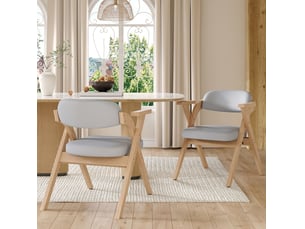 Chaise de salle à manger lot de 6, lin gris respirant chaise design, structure bois massif, pliable et compacte, style moderne