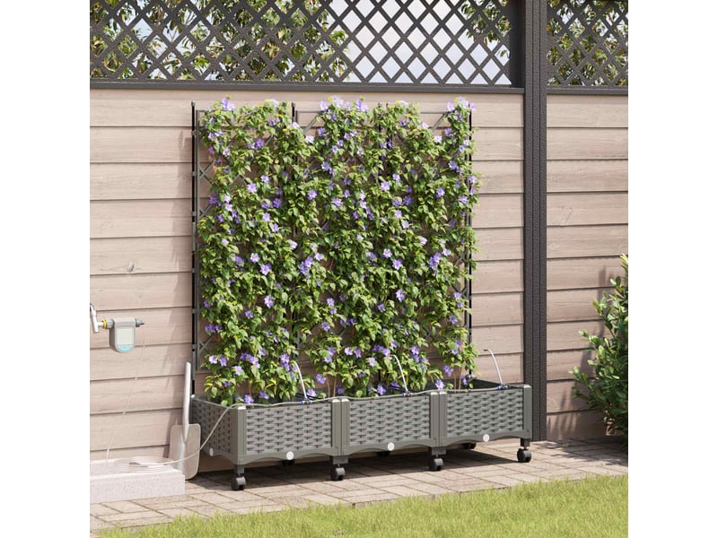  Jardinière - porte-plante de jardin avec irrigation et roues 3 pcs gris clair  - Conforama B