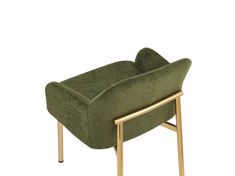  Lot de 2 chaises de salle à manger, dossier ergonomique, moderne, métal et bois, vert et doré  - Conforama R