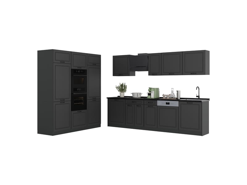 Vicco cuisine, anthracite campagneanthracite, 180cm plan de travail marbre - Conforama E