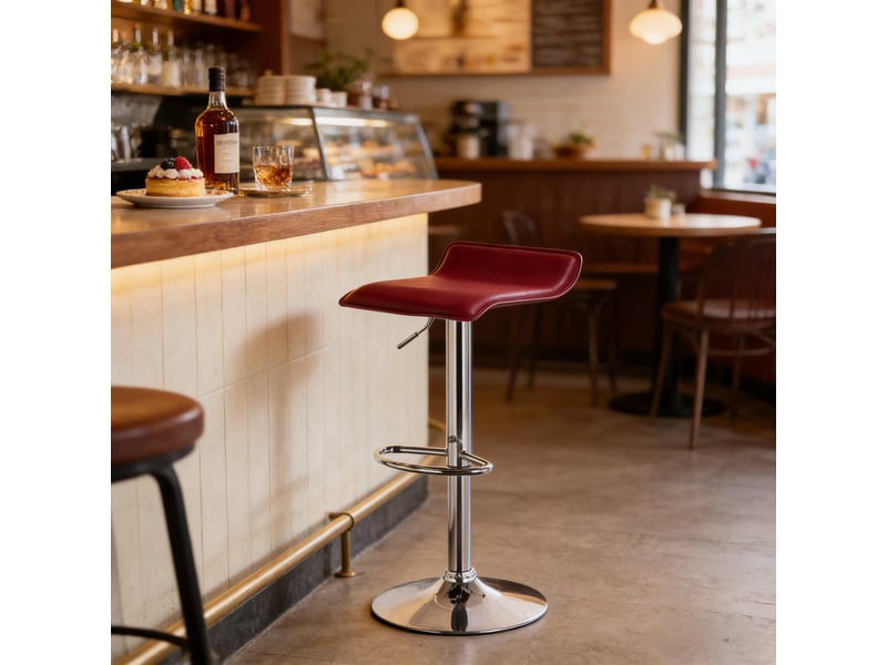  Tabouret de bar réglable rotatif,38,5x39 cm,similicuir,rouge bordeaux  - Conforama E
