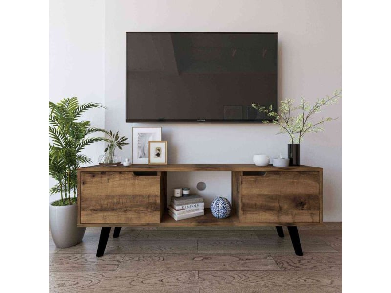  Meuble tv 2 portes en aggloméré siena noyer  - Conforama E