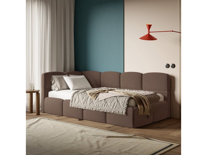  Selsey cloudy - lit rembourré - 170x185 cm - velours marron - côté gauche Cloudy - Conforama C