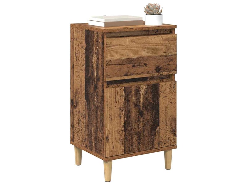  Lot de 2 table de chevet, table de nuit bois ancien 40 x 35 x 70 cm shl5151  - Conforama C