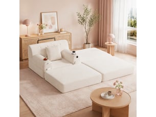 Fauteuil convertible <strong>COVREO </strong> Velours côtelé beige