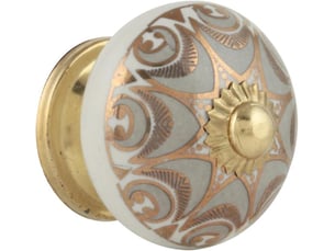 Pack de 4 boutons en céramique grise bohème, tirants pour commodes, cabanes et décoration d'intérieur