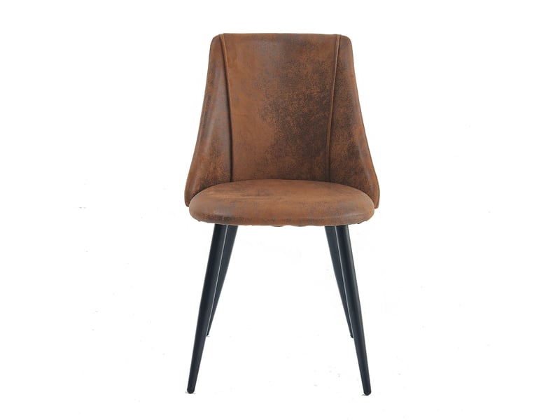  Lot de 4 chaise de salle à manger rembourré en suédine, pieds métal, marron  - Conforama R