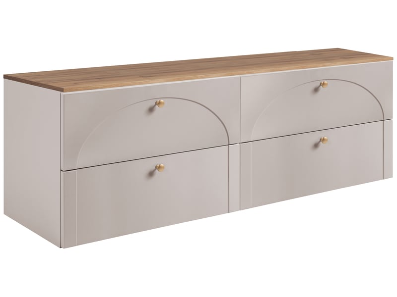 Meuble sous-vasque suspendu aura 160 cm avec plan effet chêne craft cachemire mat g - Conforama A