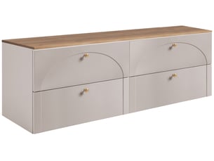 Meuble sous-vasque suspendu aura 160 cm avec plan effet chêne craft cachemire mat g
