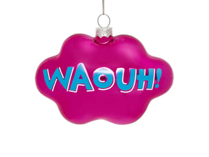 Suspension de sapin nuage waouh en verre rose 8 cm