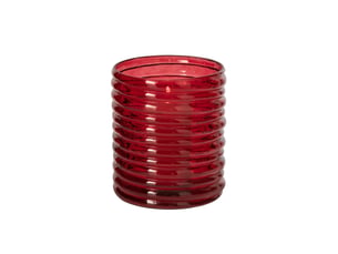 Photophore côtelé en verre magnus 21cm rouge