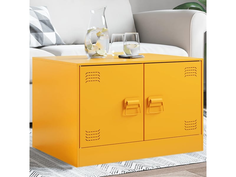  Table basse - table de salon - table à thé jaune moutarde 67x50x44 cm acier  - Conforama B