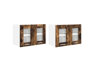 Meuble de rangement cuisine, armoire suspendue 2 pcs chêne fumé bois d'ingénierie shl4559