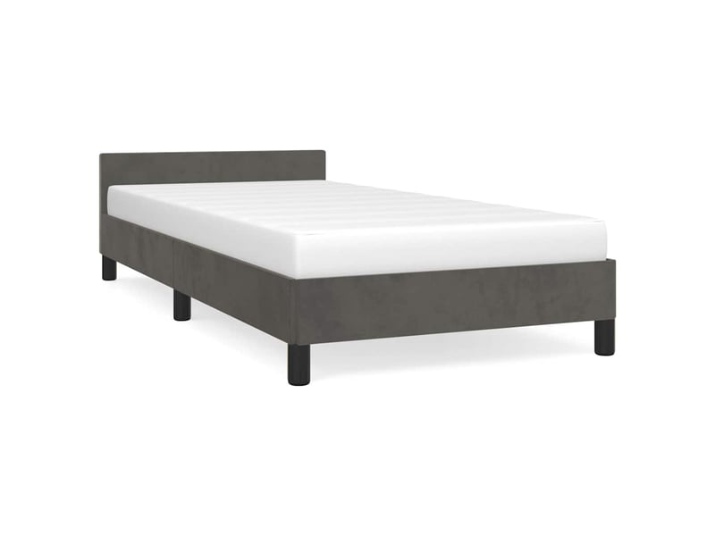  Lit simple- lit adulte -  cadre de lit sans matelas gris foncé 100x200 cm velours  - Conforama A
