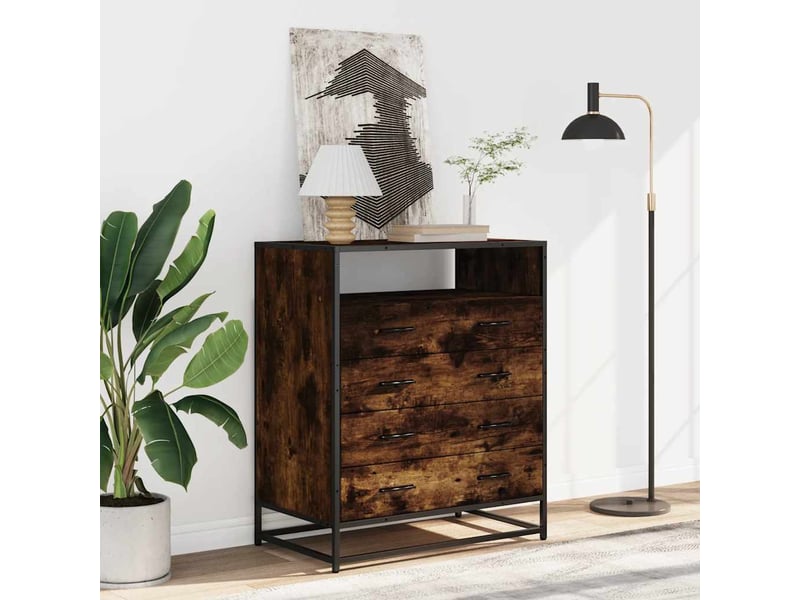  Commode chambre adulte, armoire à tiroirs chêne fumé 70x41x83,5 cm bois d'ingénierie  - Conforama C