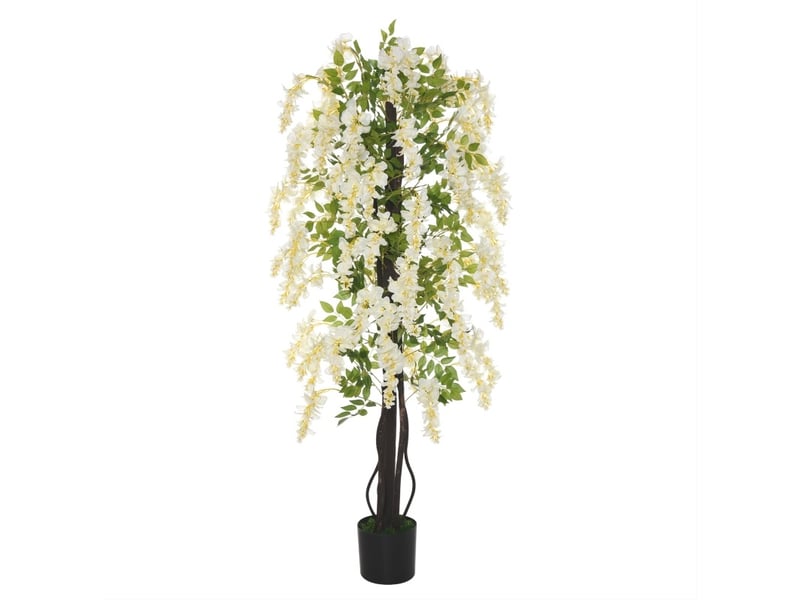  Plante artificielle glycine blanche 165 cm en plastique avec pot lesté, décor intérieur et extérieur élégant  - Conforama A