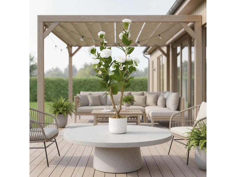  Camélia artificiel 90 cm 20 fleurs plante en pot décoration intérieur extérieur maison entrée  - Conforama E