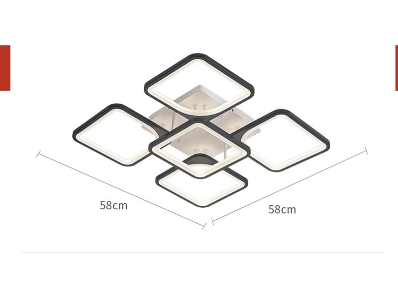  Plafonnier led moderne, 60w 7000lm simple square 5 têtes lampe de plafond led  - Conforama B