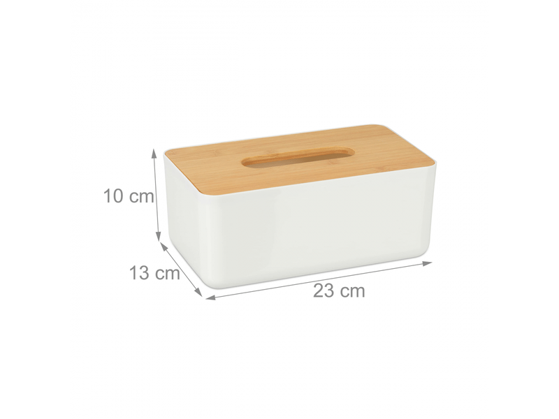  Boîte à mouchoirs, distributeur lingettes salle de bains, plastique, bambou, hlp 10 x 23 x 13 cm, nature, blancmarron, taille unique  - Conforama D