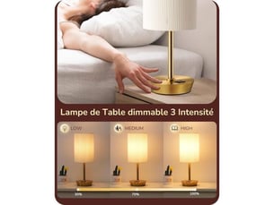 Lampe de chevet led 2 pack tactile avec variateur 3 niveaux usb-c usb-a e27