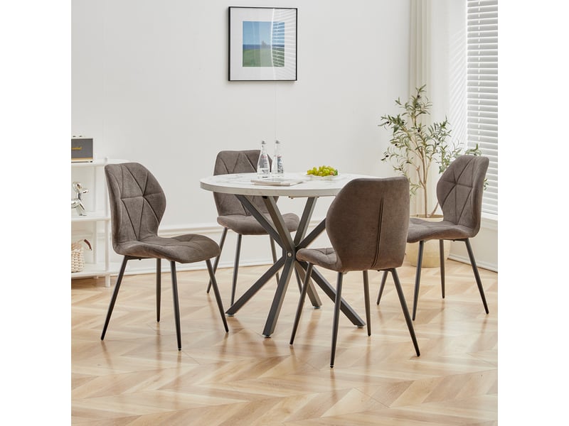 Lot de 4 chaises - chaise de salle à manger vintage en forme de diamant - chaise en lin - pieds en métal(brun) Grand-house - Conforama C