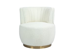 Fauteuil pivotant 360° moderne blanc en tissu teddy, dossier confortable et base stable