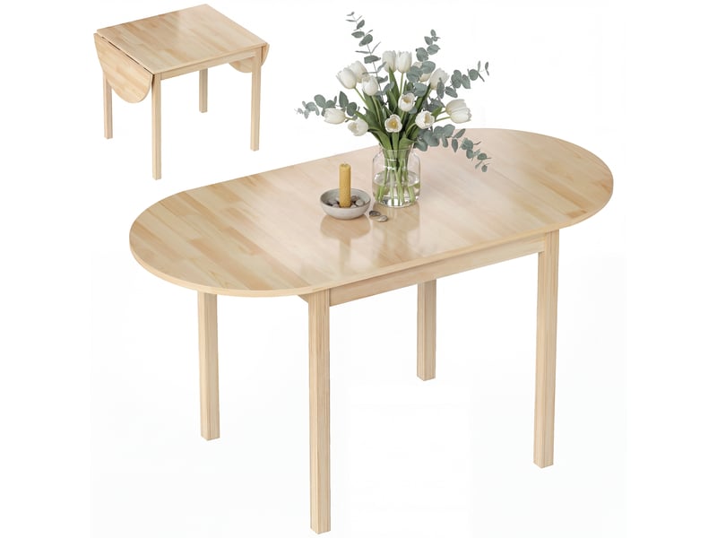  Table de salle à manger pliante ovale en bois massif 2 abattants peu encombrante 140l x 70l x 75h cm  - Conforama A