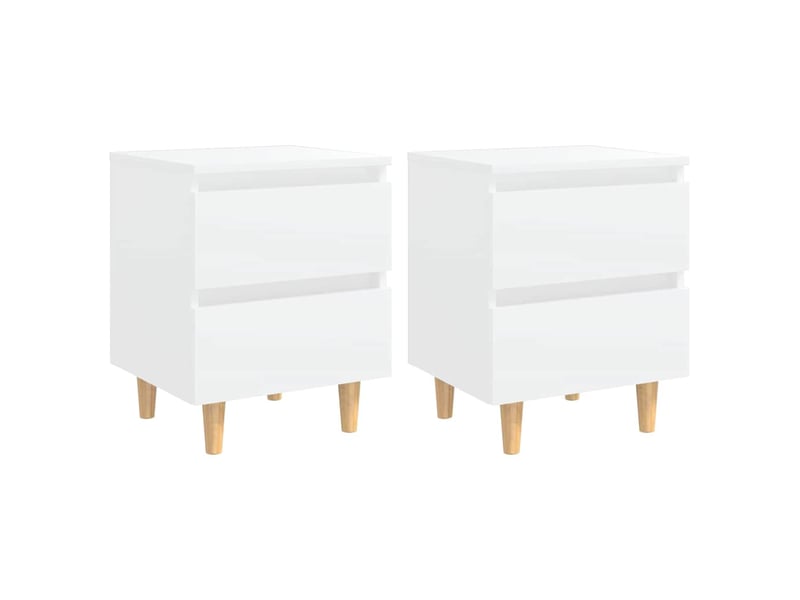  Lot de 2 tables de chevet - cabinet de chevet - table de nuit avec pieds en pin blanc 40x35x50 cm  - Conforama A