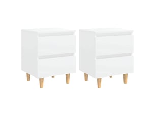 Lot de 2 tables de chevet - cabinet de chevet - table de nuit avec pieds en pin blanc 40x35x50 cm