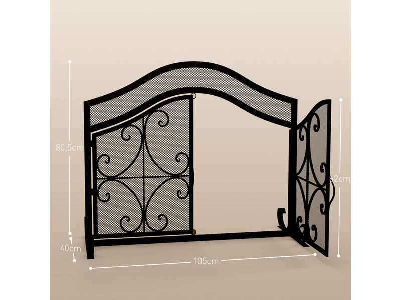  Grille de protection pour cheminée panneau unique en maille d'acier 105 x 40 x 80,5 cm noir  - Conforama E