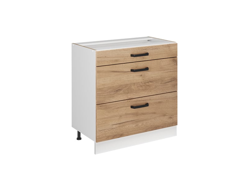  Vicco meuble cuisine, chêne doréblanc, 80cm avec 3 tiroirs sans plan de travail  - Conforama A