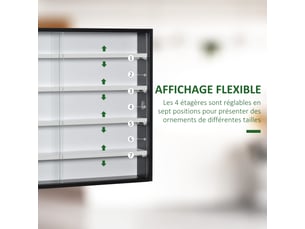 Vitrine coloris noir 4 étagère(s) <strong></strong> <strong></strong> - 80 cmx60 cm