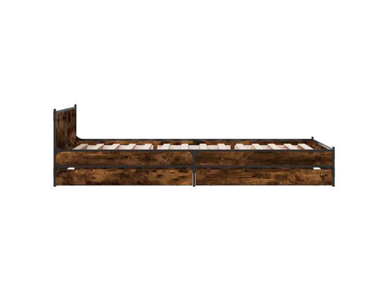 Lit simple- lit adulte - cadre de lit avec tête de lit avec roue chêne fumé 80 x 200 cm - Conforama D