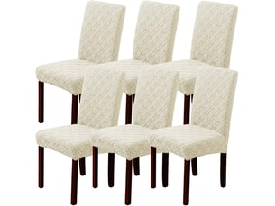 Lot de 6 housse de chaise - beige, lot de 6 lot de 6 housses de chaises de salle à manger, protections élastiques pour chaises de salle à manger, amovibles et lavables, a