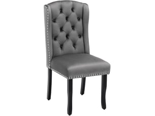 Lot de 4 chaises de salle à manger en velours gris avec pieds en chêne