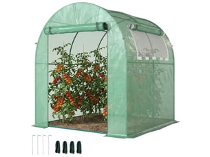 Serre de jardin 180x180x200 cm, petite serre tunnel avec porte enroulable et fenêtre en filet vert