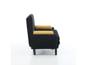 Canapé loveseat - velours côtelé - noir - multiforme - dossier réglable - rangement facile
