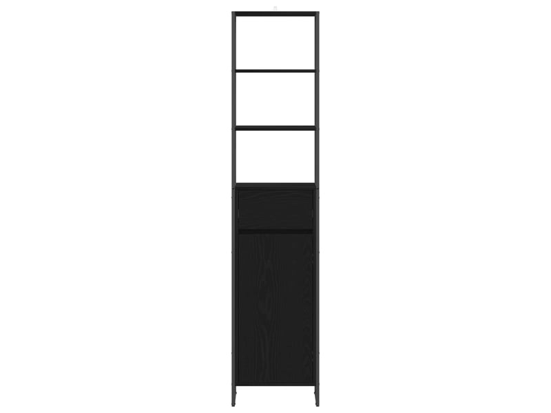  Cabinet de salle de bain, meuble de rangement chêne noir 40x30x180 cm  - Conforama E