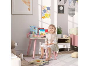 Ensemble table et chaise enfant table pour enfant avec chaise avec porte-livres motifs d'ours pour enfants 3-8 ans rose