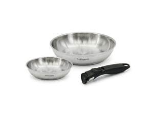 Lot de 2 poêles en inox 20 cm et 24 cm avec manche amovible fackelmann inogrip