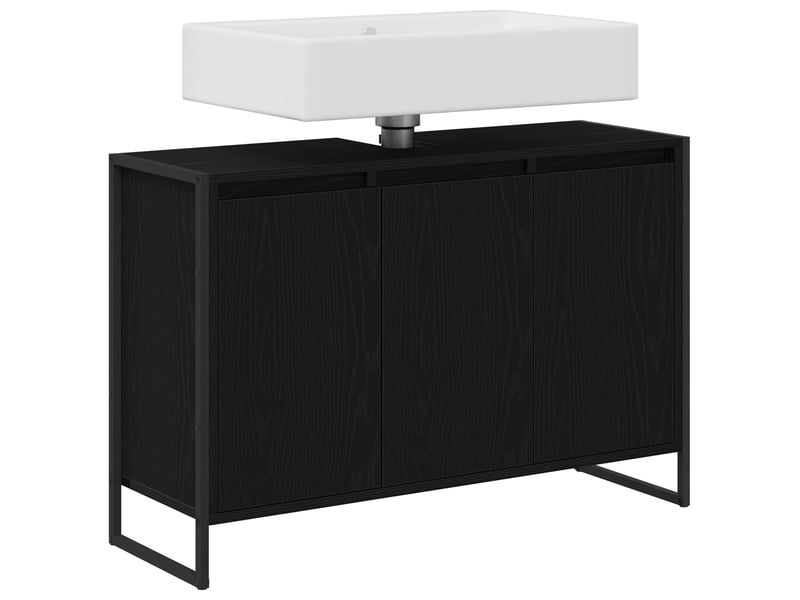  Cabinet de salle de bain, meuble de rangement chêne noir 90x30x60 cm  - Conforama C