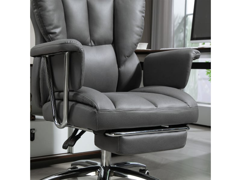  Chaise de bureau ergonomique inclinable avec repose-pieds, rembourrée, réglable, gris foncé, 120 kg  - Conforama E