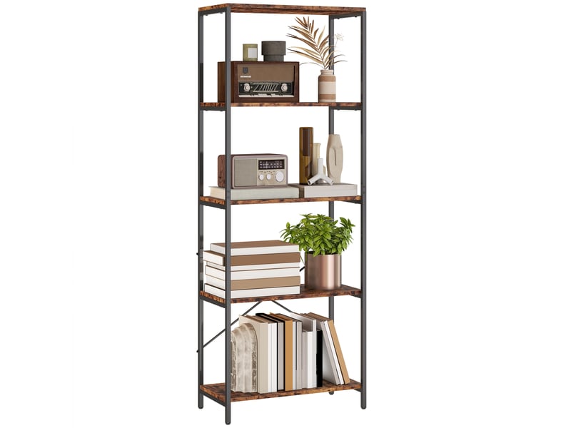  Étagère à livres, 5 tablettes, métal, surface en mélamine, marron  - Conforama A