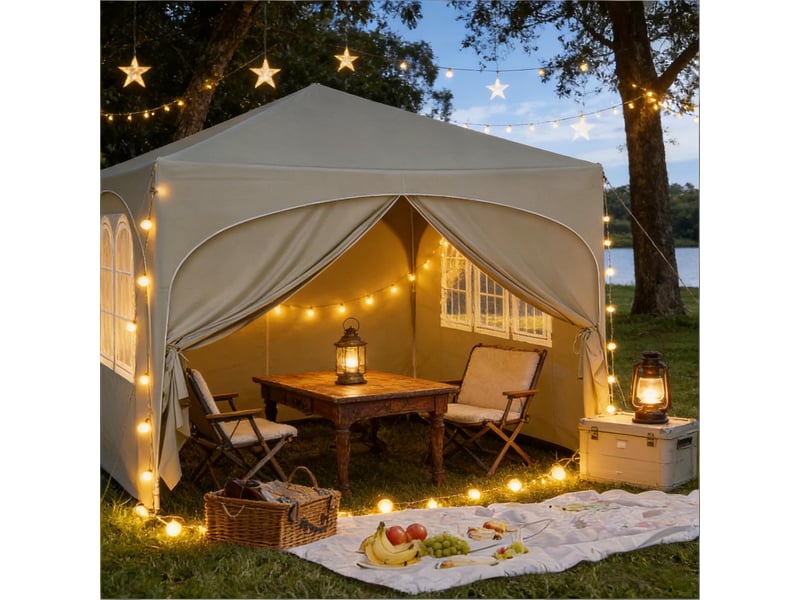 Tente pliante pop-up grise 3x3 m, protection uv upf50+, avec sac de transport - Conforama E