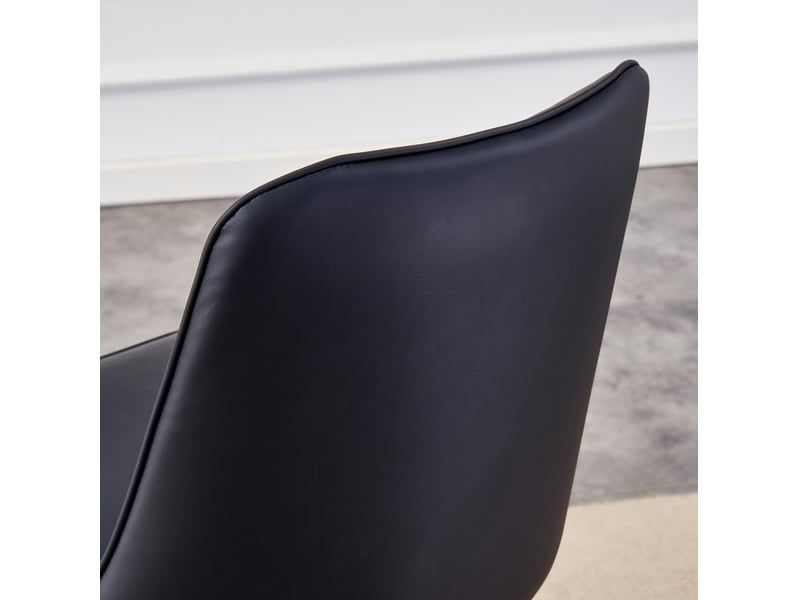  Lot de 2 tabourets de bar avec dossier ergonomique et repose-pieds, en pu et métal noir et argent  - Conforama E