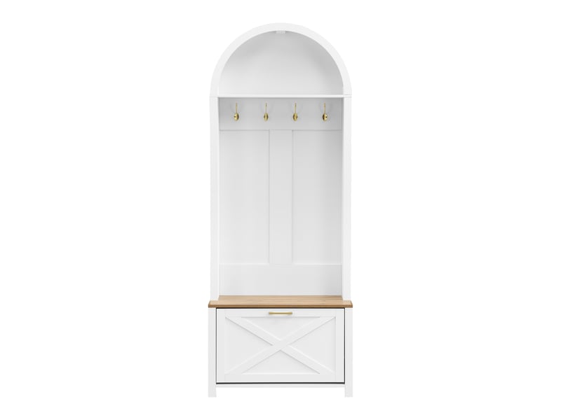 Portemanteau avec banc et rangement en mdf 75 x 195 cm blanc et bois - Conforama R