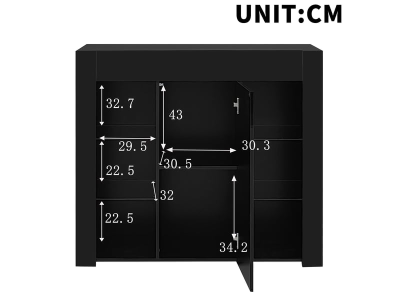  Buffet 1 porte(s) 0 tiroir(s) - 95 cm noir panneau de particules buffet noir - Conforama D