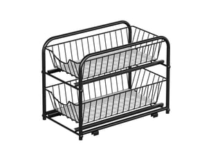 Organiseur de cuisine lot de 1, rangement sous évier empilable avec tiroirs, 36,9 x 21,6 x 27,2 cm, noir