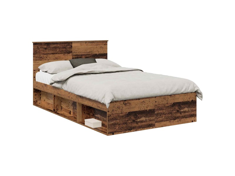  Lit double- lit adulte -  cadre de lit bois ancien 120 x 190 cm bois d'ingénierie  - Conforama A