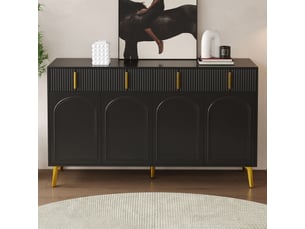 Buffet 4 porte(s)  4 tiroir(s) <strong></strong> <strong></strong> - 140 cm coloris noir 